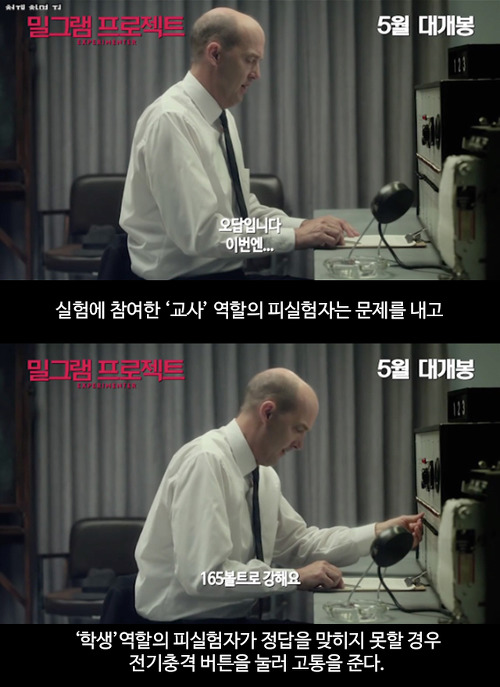 밀그램 복종 실험 - 영화 밀그램 프로젝트의 배경 실험 | 인스티즈