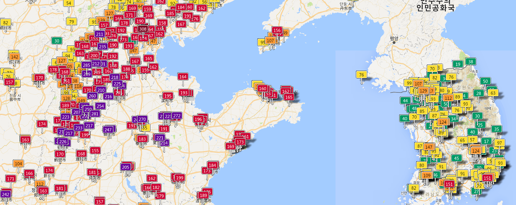 우리나라 주변의 공기흐름과 미세먼지 상황 | 인스티즈