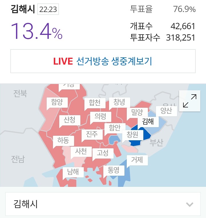 경남 현재 개표 상황 | 인스티즈