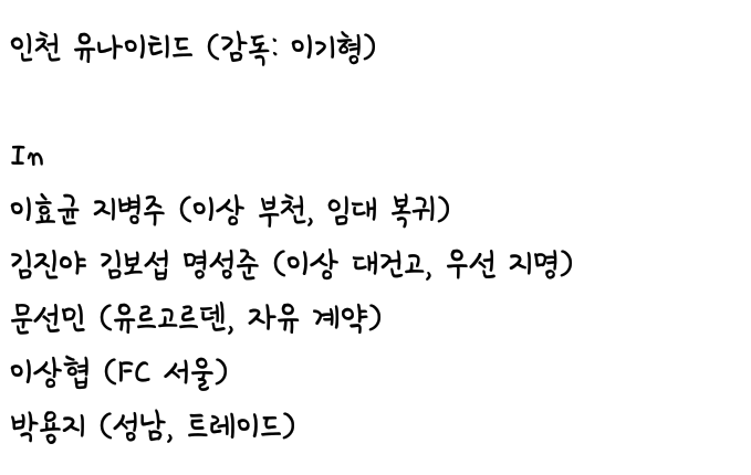 2017시즌 겨울 이적 시장 정리 (이미지 버전) | 인스티즈