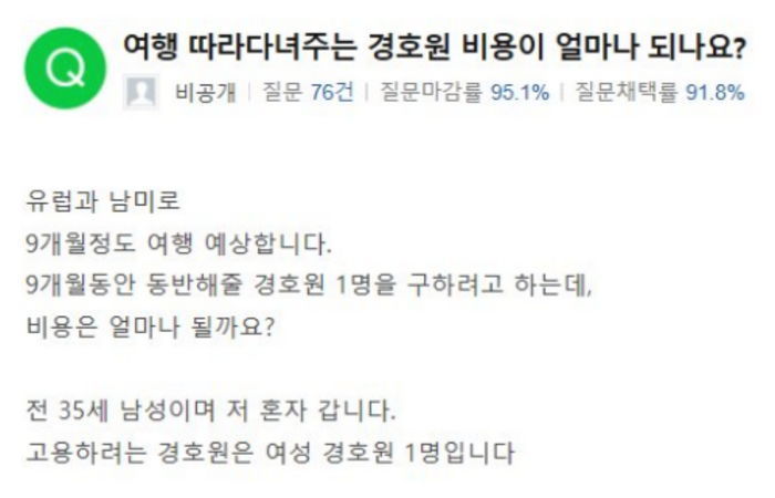 함께 여행다닐 경호원 찾는 남자 | 인스티즈