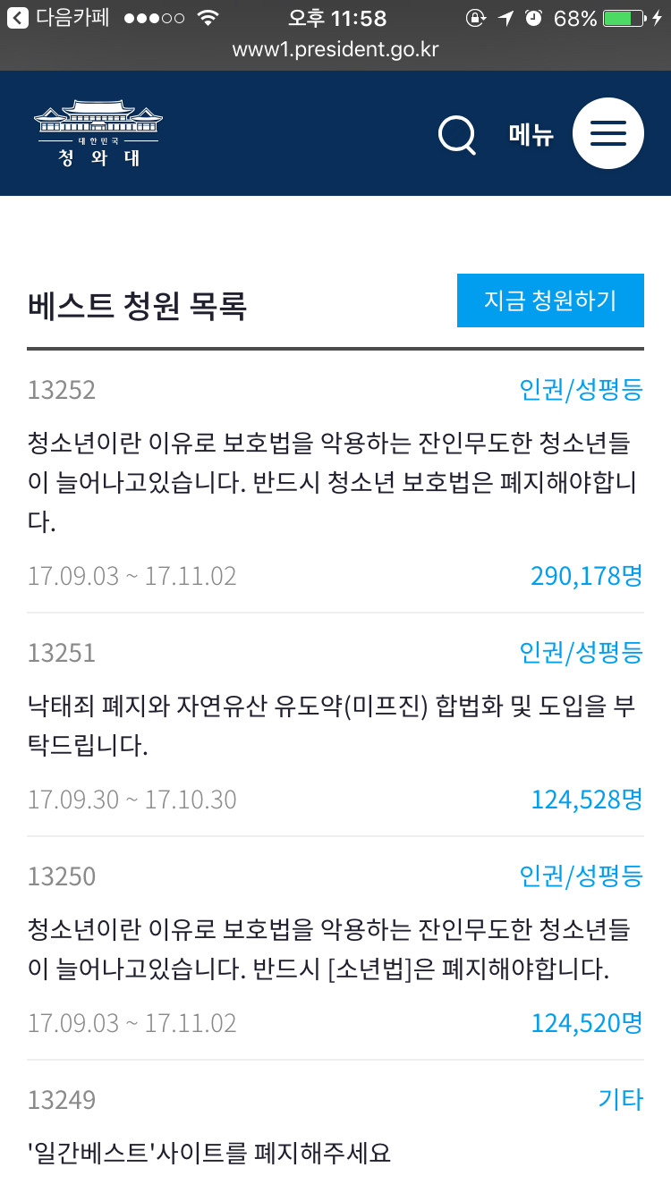 여초의 힘(청와대 낙태합법화 청원) | 인스티즈
