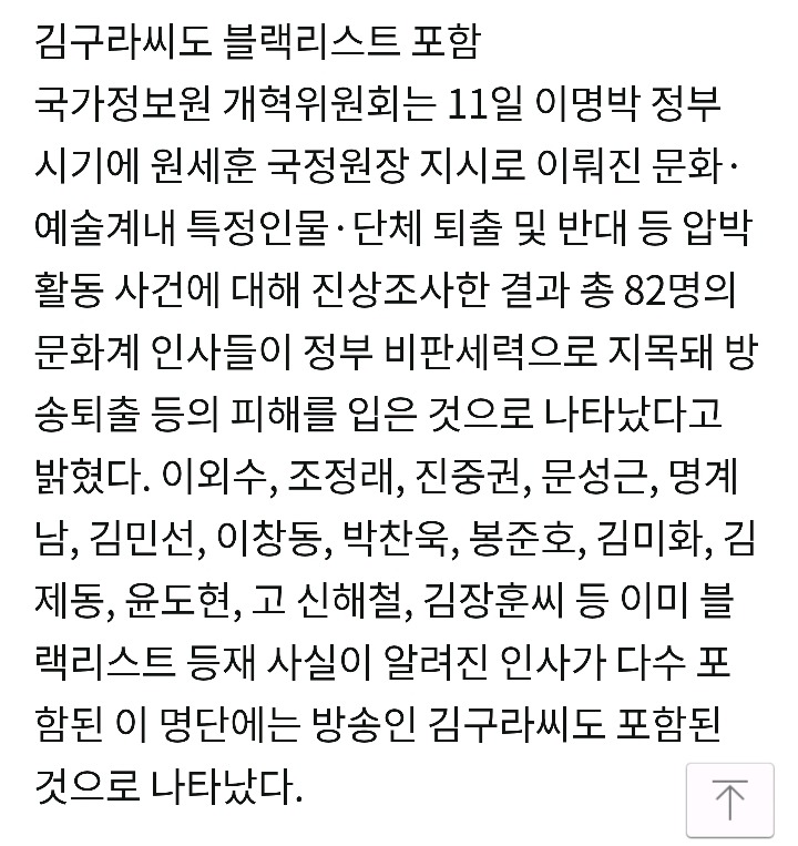 실체드러난 이명박정부 국정원 좌파연예인 블랙리스트 | 인스티즈
